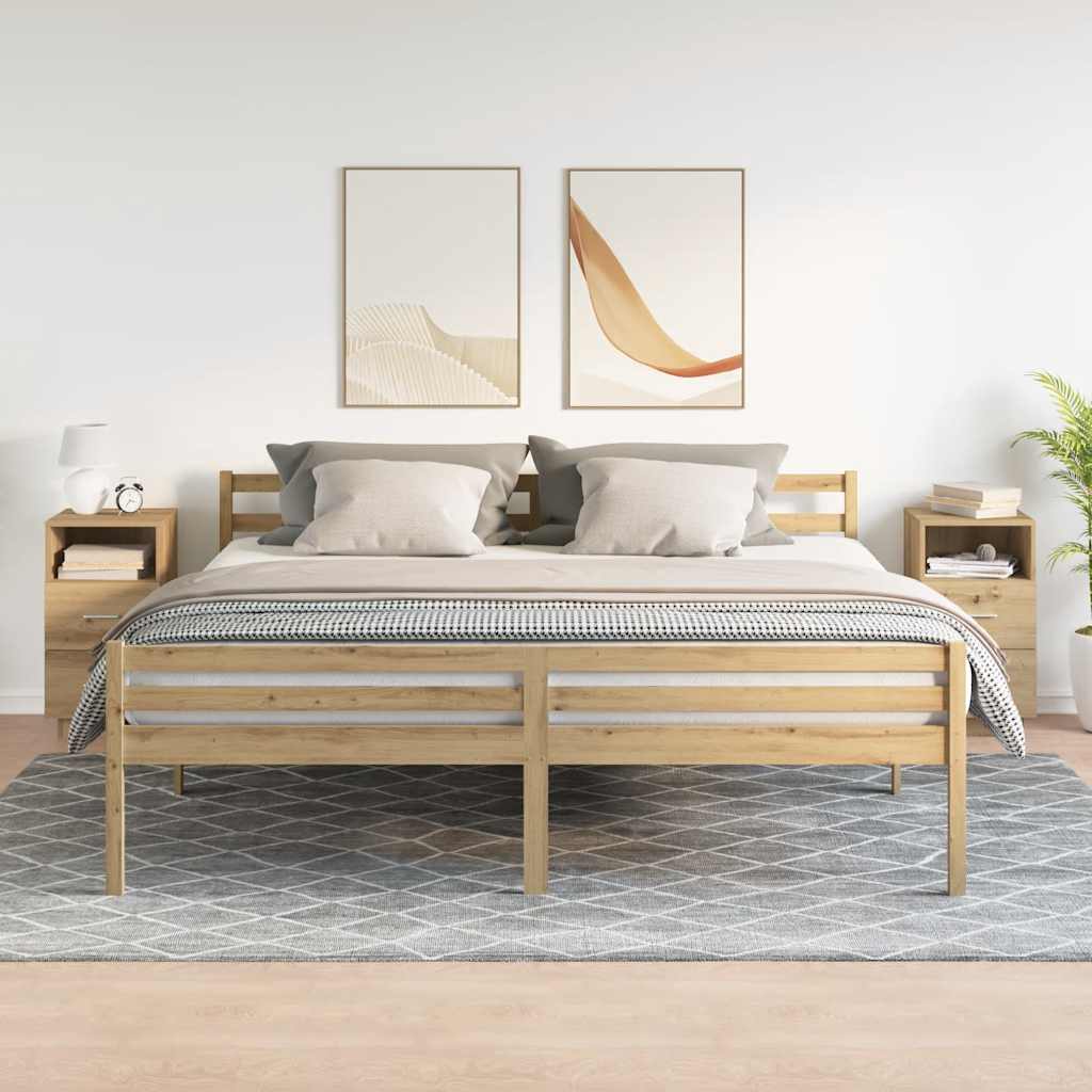 vidaXL Comodini 2 pz con 2 Cassetti Rovere Artigianale 36x36x68 cm