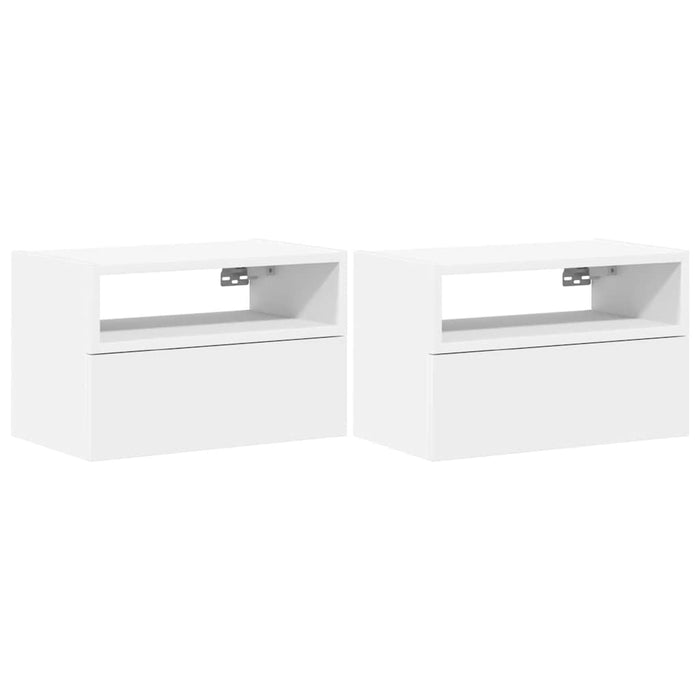 Comodini a Muro 2 pz-Set di 2 Tavolino da notte Bianchi 45x26x28,5 cm