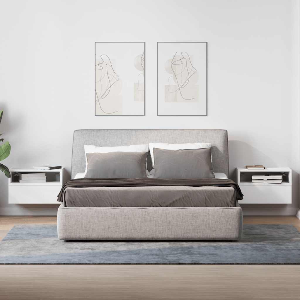 Comodini a Muro 2 pz-Set di 2 Tavolino da notte Bianchi 45x26x28,5 cm