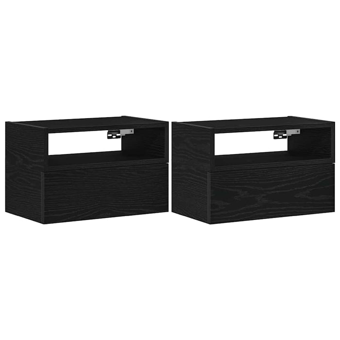 Comodini a Muro 2 pz-Set di 2 Tavolino da notte Nero 45x26x28,5 cm