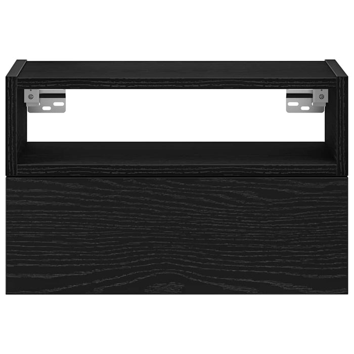 Comodini a Muro 2 pz Nero 45x26x28,5 cm
