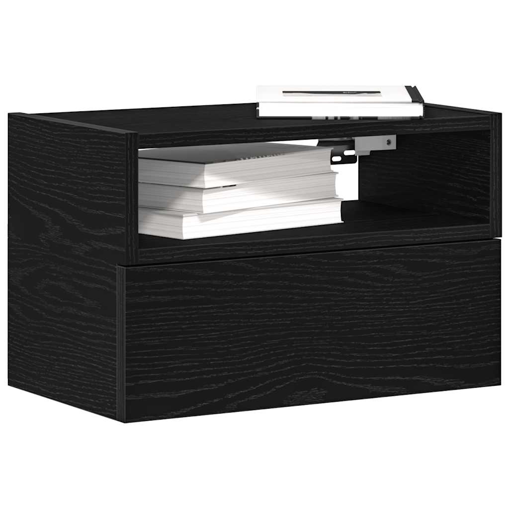 Comodini a Muro 2 pz Nero 45x26x28,5 cm