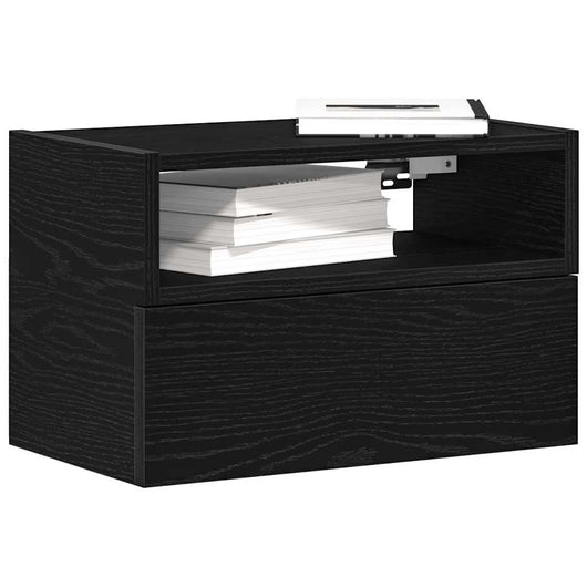 Comodini a Muro 2 pz Nero 45x26x28,5 cm