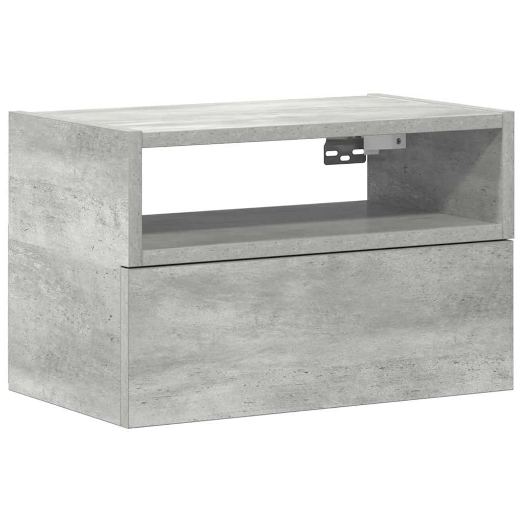 Comodino a Muro Grigio Cemento 45x26x28,5 cm
