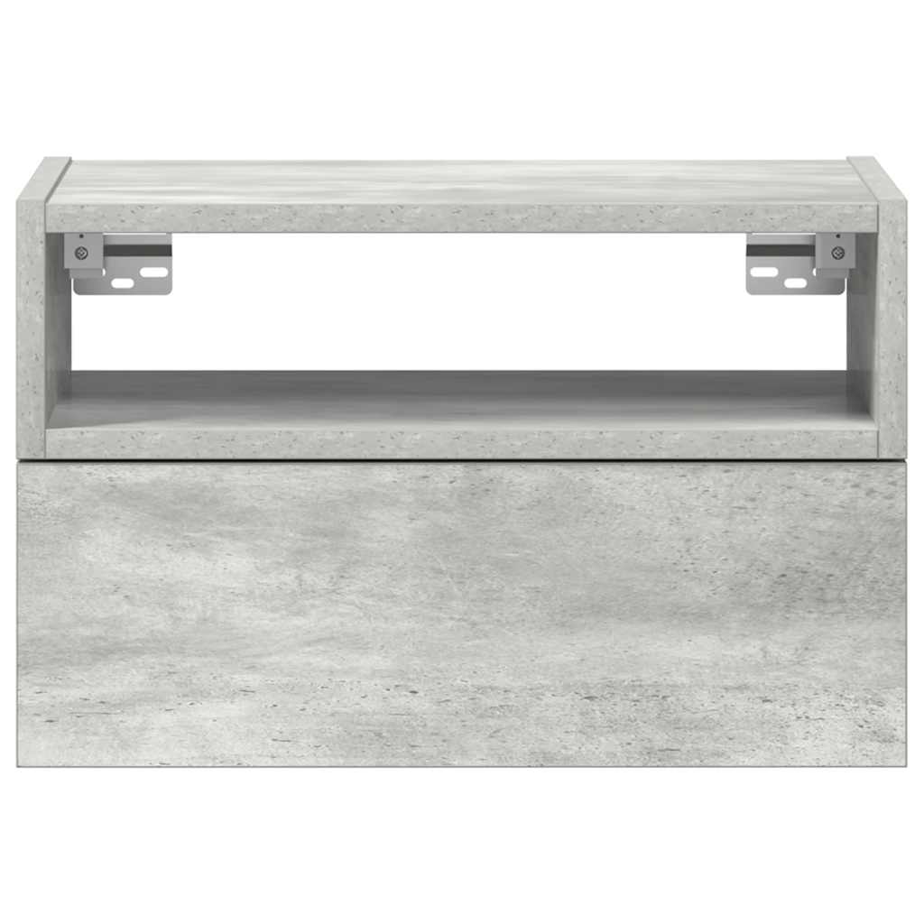 Comodino a Muro Grigio Cemento 45x26x28,5 cm