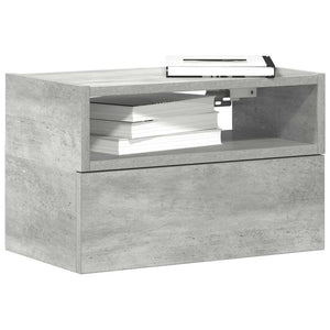 Comodino a Muro-Tavolino da notte sospeso Grigio Cemento 45x26x28,5 cm