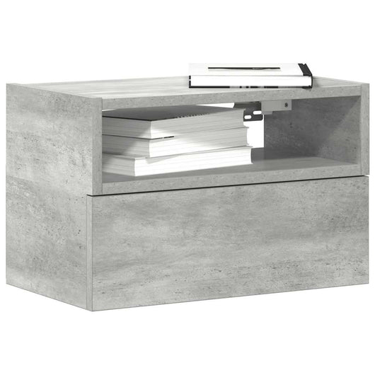 Comodino a Muro Grigio Cemento 45x26x28,5 cm
