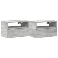 Comodini a Muro 2 pz-Set di 2 Tavolino da notte Grigio Cemento 45x26x28,5 cm