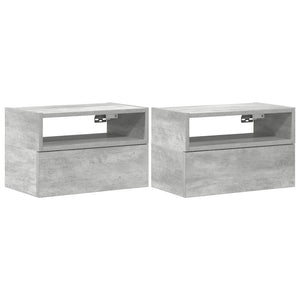 Comodini a Muro 2 pz-Set di 2 Tavolino da notte Grigio Cemento 45x26x28,5 cm