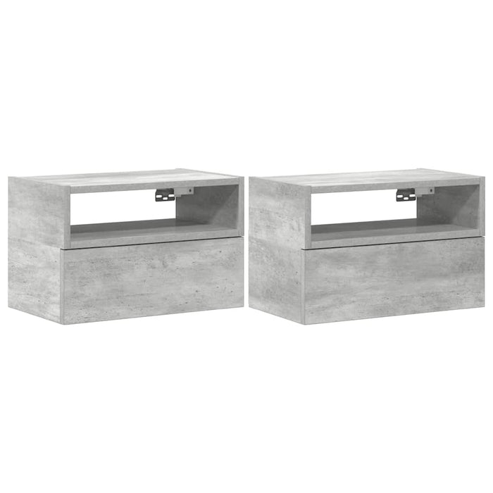 Comodini a Muro 2 pz-Set di 2 Tavolino da notte Grigio Cemento 45x26x28,5 cm