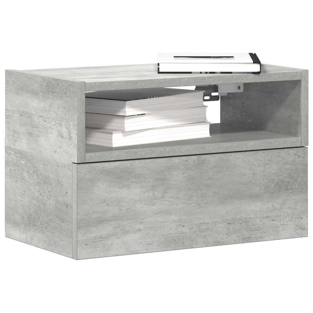 Comodini a Muro 2 pz-Set di 2 Tavolino da notte Grigio Cemento 45x26x28,5 cm