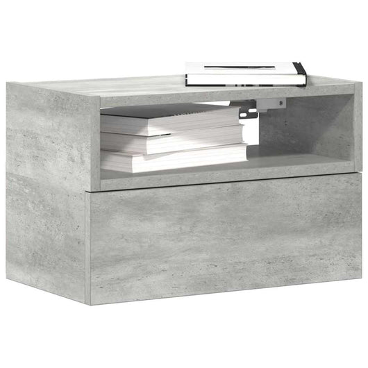 Comodini a Muro 2 pz-Set di 2 Tavolino da notte Grigio Cemento 45x26x28,5 cm