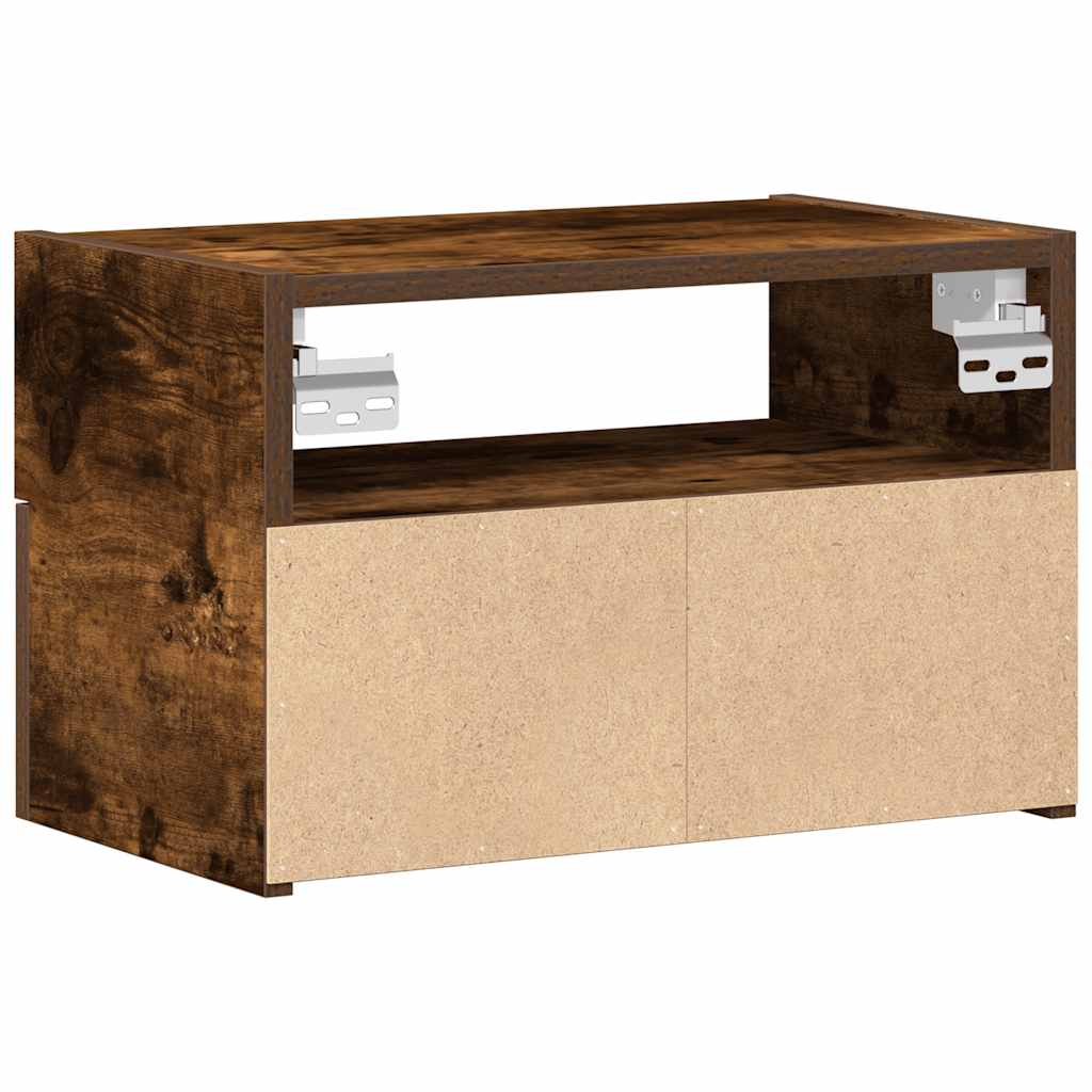 Comodino a Muro-Tavolino da notte sospeso Rovere Fumo 45x26x28,5 cm