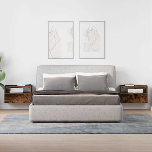 vidaXL Comodini a Muro 2 pz Rovere Fumo 45x26x28,5 cm