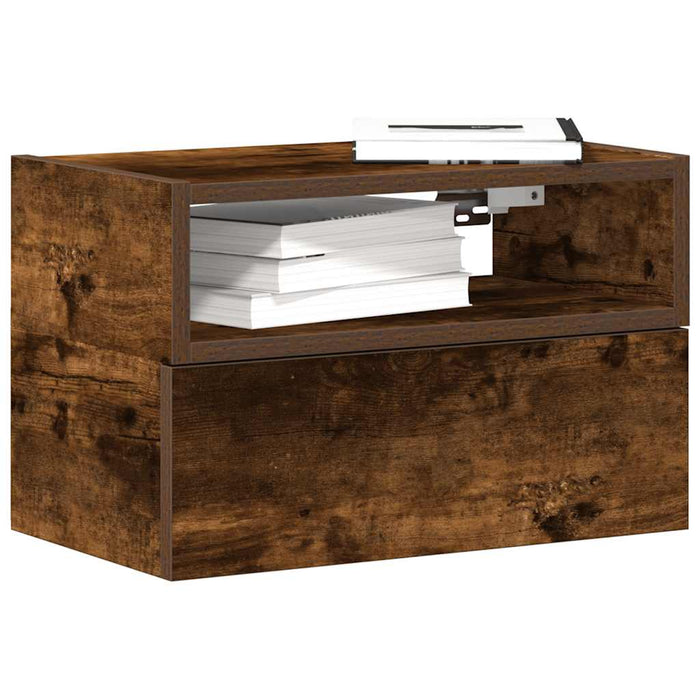 vidaXL Comodini a Muro 2 pz Rovere Fumo 45x26x28,5 cm