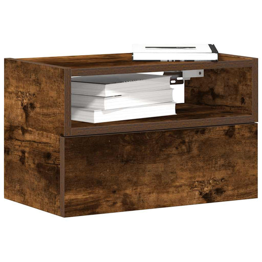Comodini a Muro 2 pz-Set di 2 Tavolino da notte Rovere Fumo 45x26x28,5 cm