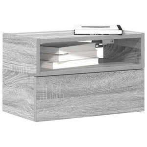 Comodini a Muro 2 pz-Set di 2 Tavolino da notte Grigio Sonoma 45x26x28,5 cm