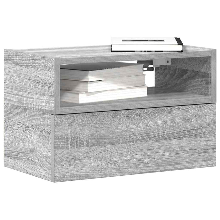 Comodini a Muro 2 pz-Set di 2 Tavolino da notte Grigio Sonoma 45x26x28,5 cm