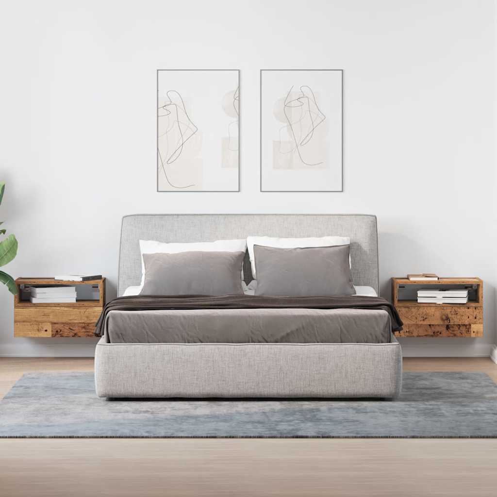vidaXL Comodini a Muro 2 pz Legno Antico 45x26x28,5 cm