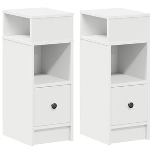 Comodini 2 pz con Cassetto Bianchi 25x31x66 cm