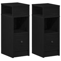 Comodini 2 pz con Cassetto Neri 25x31x66 cm 858617