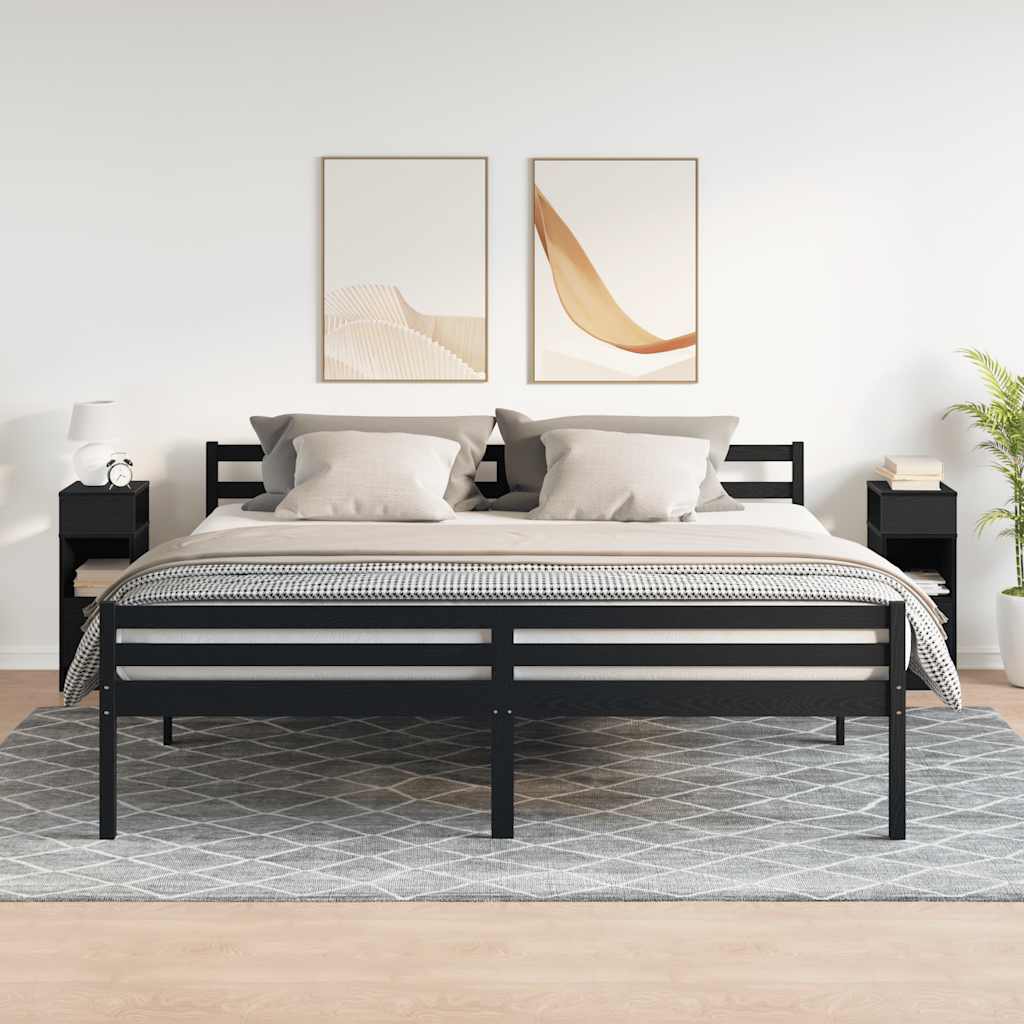 Comodini 2 pz con Cassetto Neri 25x31x66 cm 858617