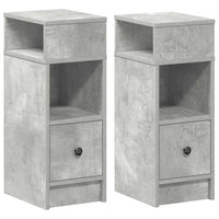 Comodini 2 pz con Cassetto Grigio Cemento 25x31x66 cm 858621