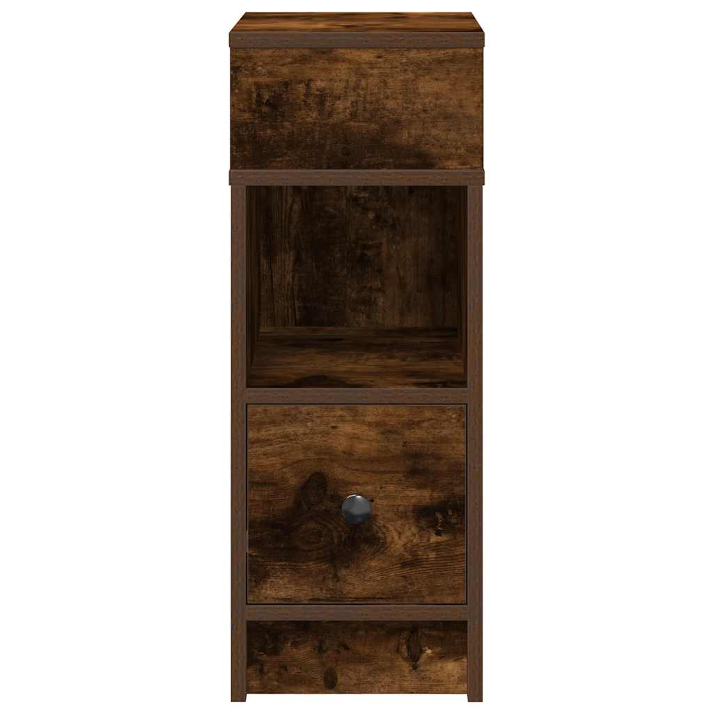 Comodino con Cassetto Rovere Fumo 25x31x66 cm 858622