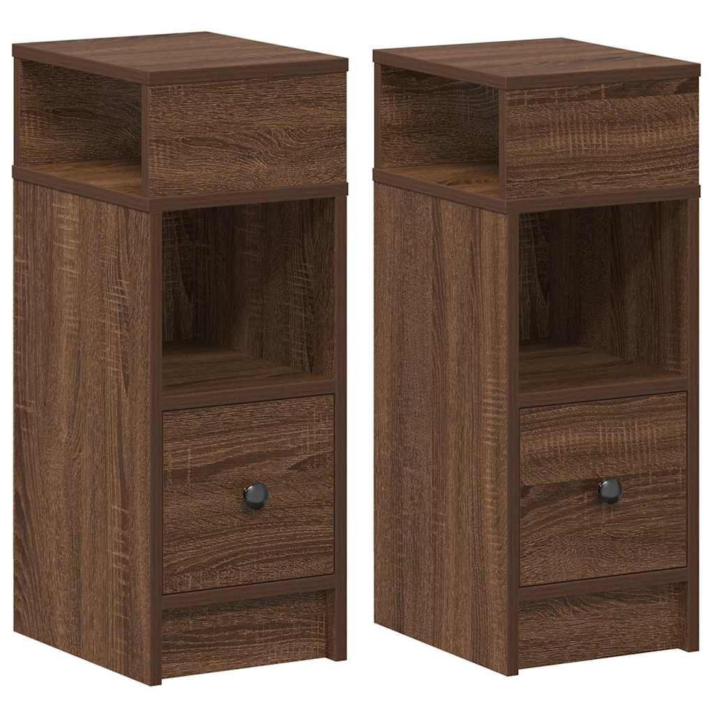 Comodini 2 pz con Cassetto Rovere Marrone 25x31x66 cm 858627
