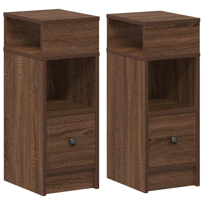 Comodini 2 pz con Cassetto Rovere Marrone 25x31x66 cm 858627