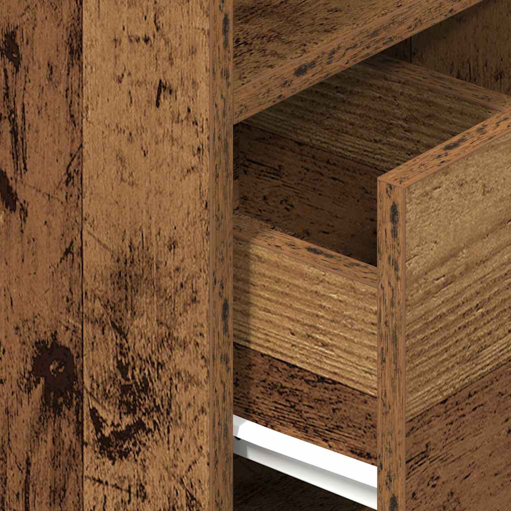 Comodino con Cassetto Legno Antico 25x31x66 cm 858628