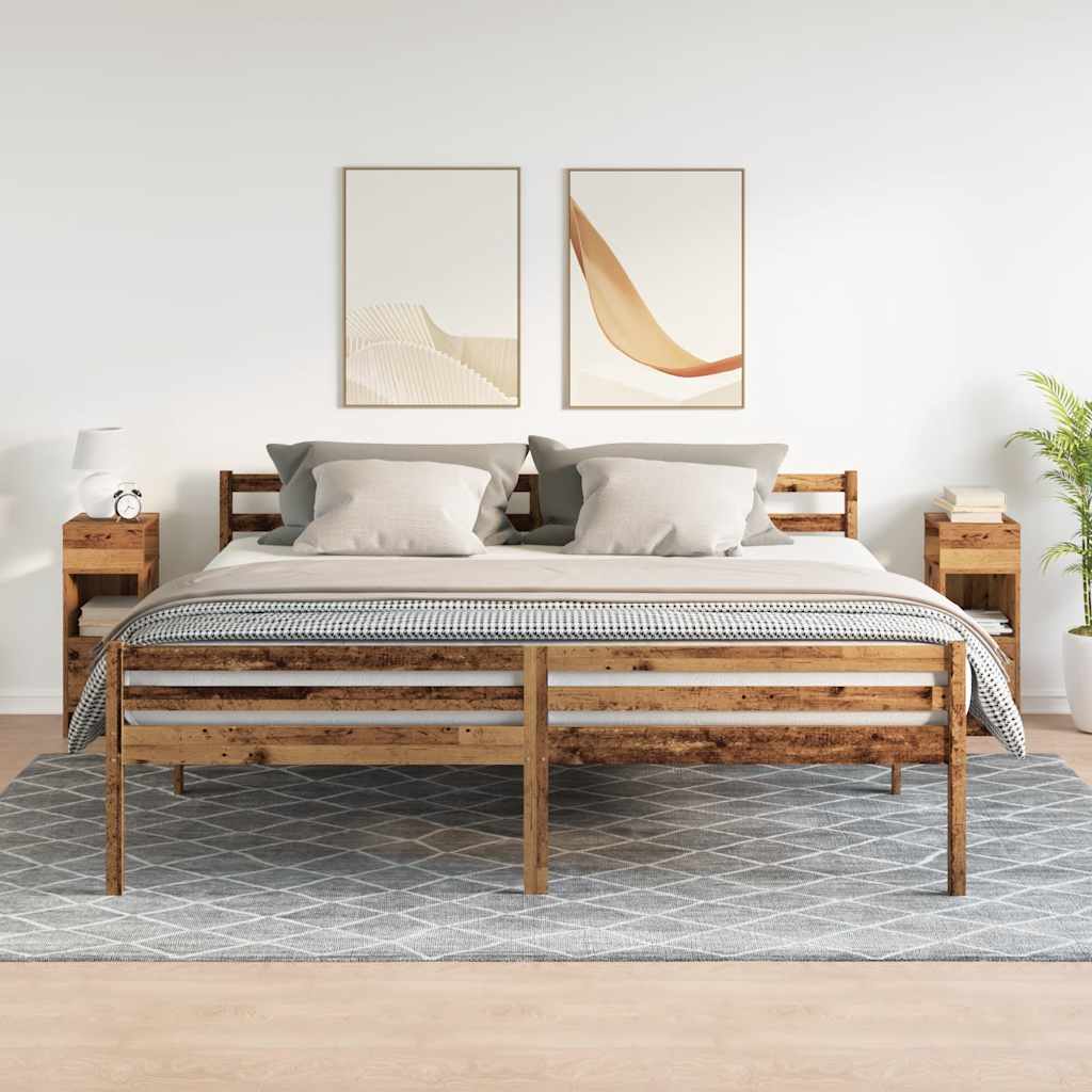 Comodini 2 pz con Cassetto Legno Antico 25x31x66 cm