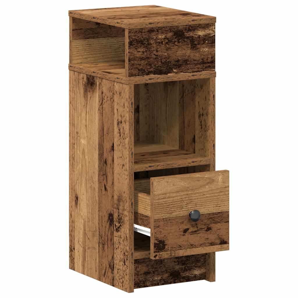 Comodini 2 pz con Cassetto Legno Antico 25x31x66 cm