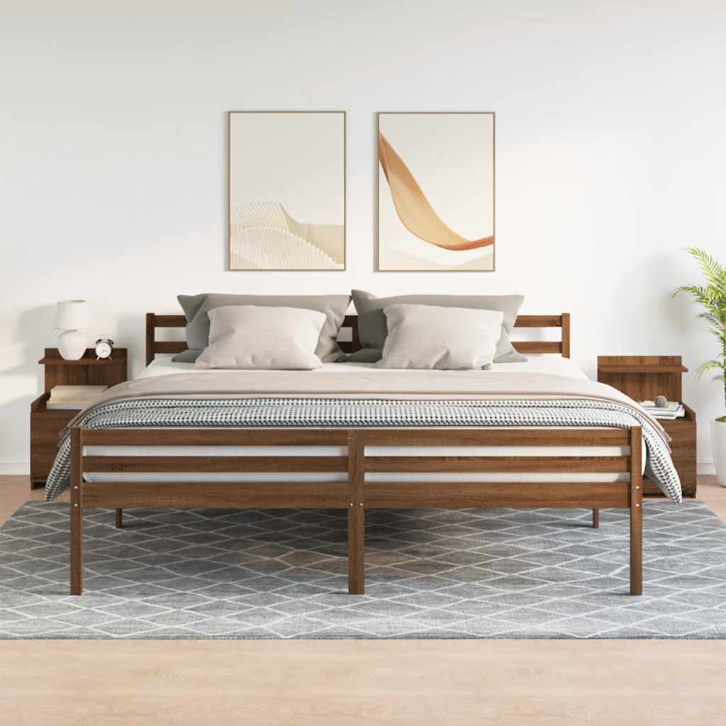 vidaXL Comodini 2 pz con 2 cassetti in rovere marrone 40x36,5x62 cm