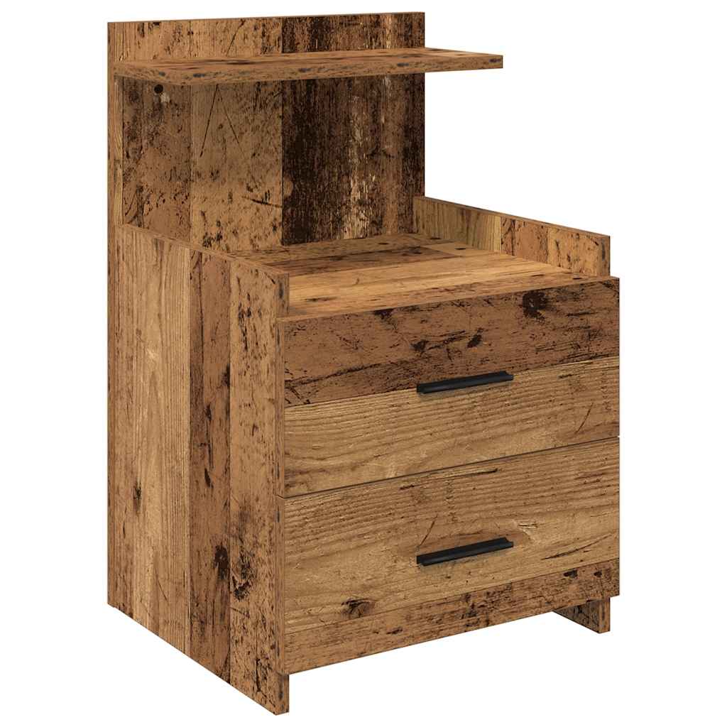 Comodino con 2 cassetti in legno vecchio 40x36,5x62 cm 858646
