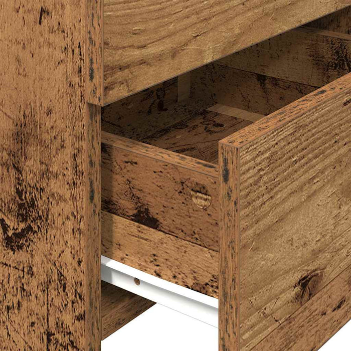 Comodino con 2 cassetti in legno vecchio 40x36,5x62 cm 858646