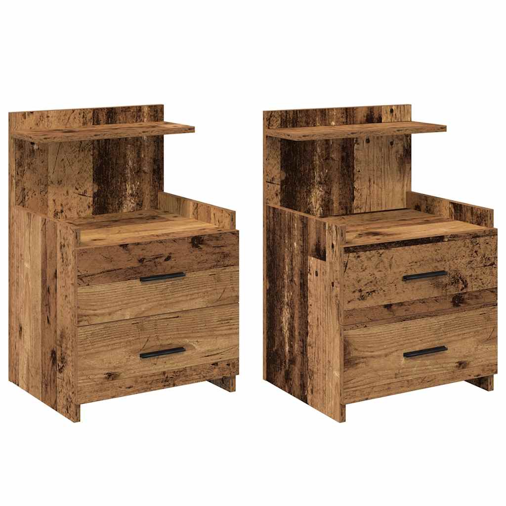 vidaXL Comodini 2 pz con 2 cassetti in legno vecchio 40x36,5x62 cm