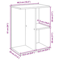 vidaXL Comodino Bianco 46,5x29x61 cm in Legno Multistrato