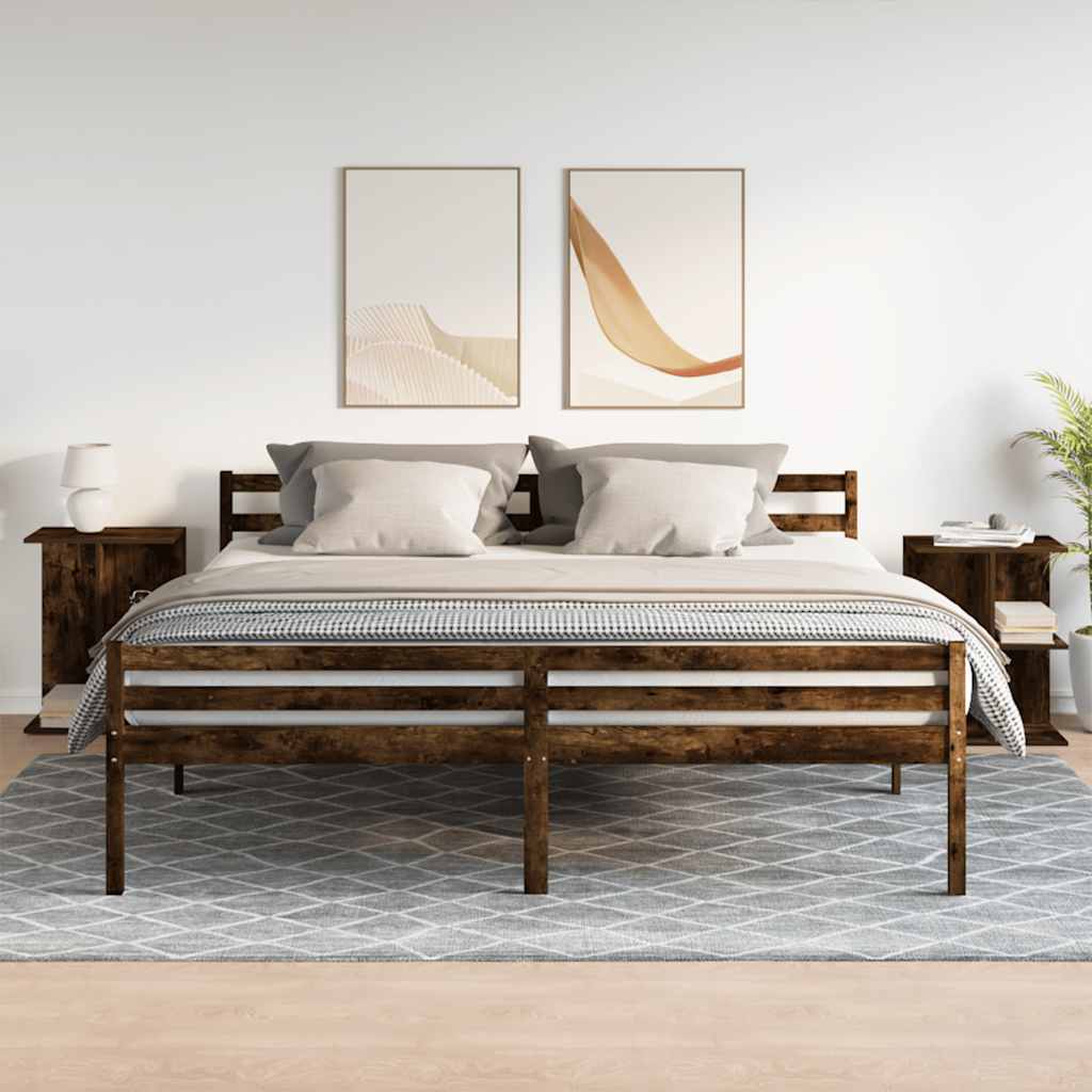 vidaXL Comodini 2 pz Rovere Fumo 46,5x29x61 cm in Legno Multistrato