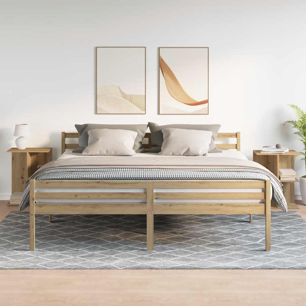 vidaXL Comodini 2 pz Rovere Artigianale 46,5x29x61cm Legno Multistrato