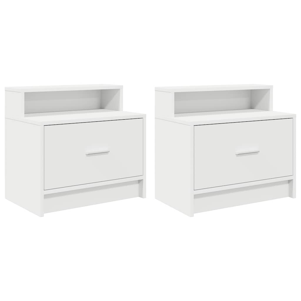 Comodini con Cassetto 2 pz-Set di 2 Tavolino da notte Bianco 51x31x47 cm