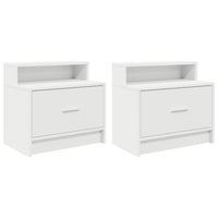 Comodini con Cassetto 2 pz-Set di 2 Tavolino da notte Bianco 51x31x47 cm