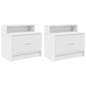 Comodini con Cassetto 2 pz-Set di 2 Tavolino da notte Bianco 51x31x47 cm