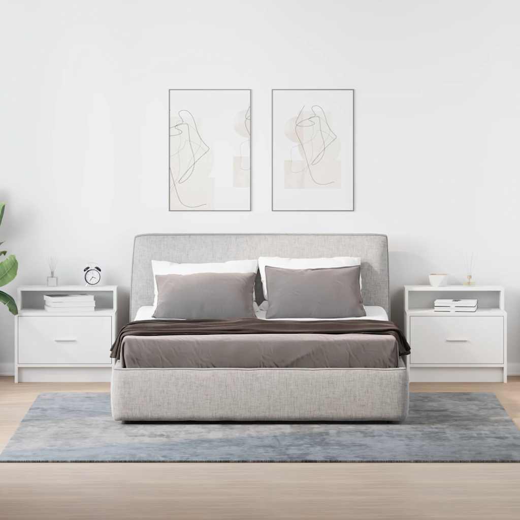 Comodini con Cassetto 2 pz-Set di 2 Tavolino da notte Bianco 51x31x47 cm