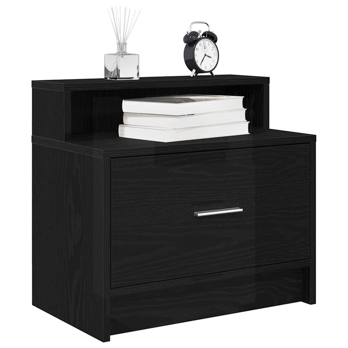 vidaXL Comodino con Cassetto Rovere Nero 51x31x47 cm