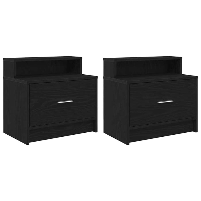 Comodini con Cassetto 2 pz-Set di 2 Tavolino da notte Rovere Nero 51x31x47 cm
