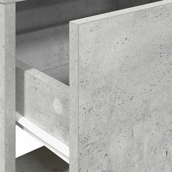 Comodino con cassetto-Tavolino da notte Grigio Cemento 51x31x47 cm