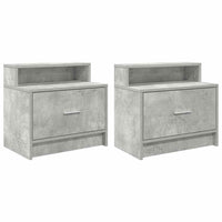 Comodini con Cassetto 2 pz-Set di 2 Tavolino da notte Grigio Cemento 51x31x47 cm