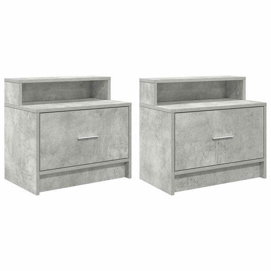 Comodini con Cassetto 2 pz-Set di 2 Tavolino da notte Grigio Cemento 51x31x47 cm