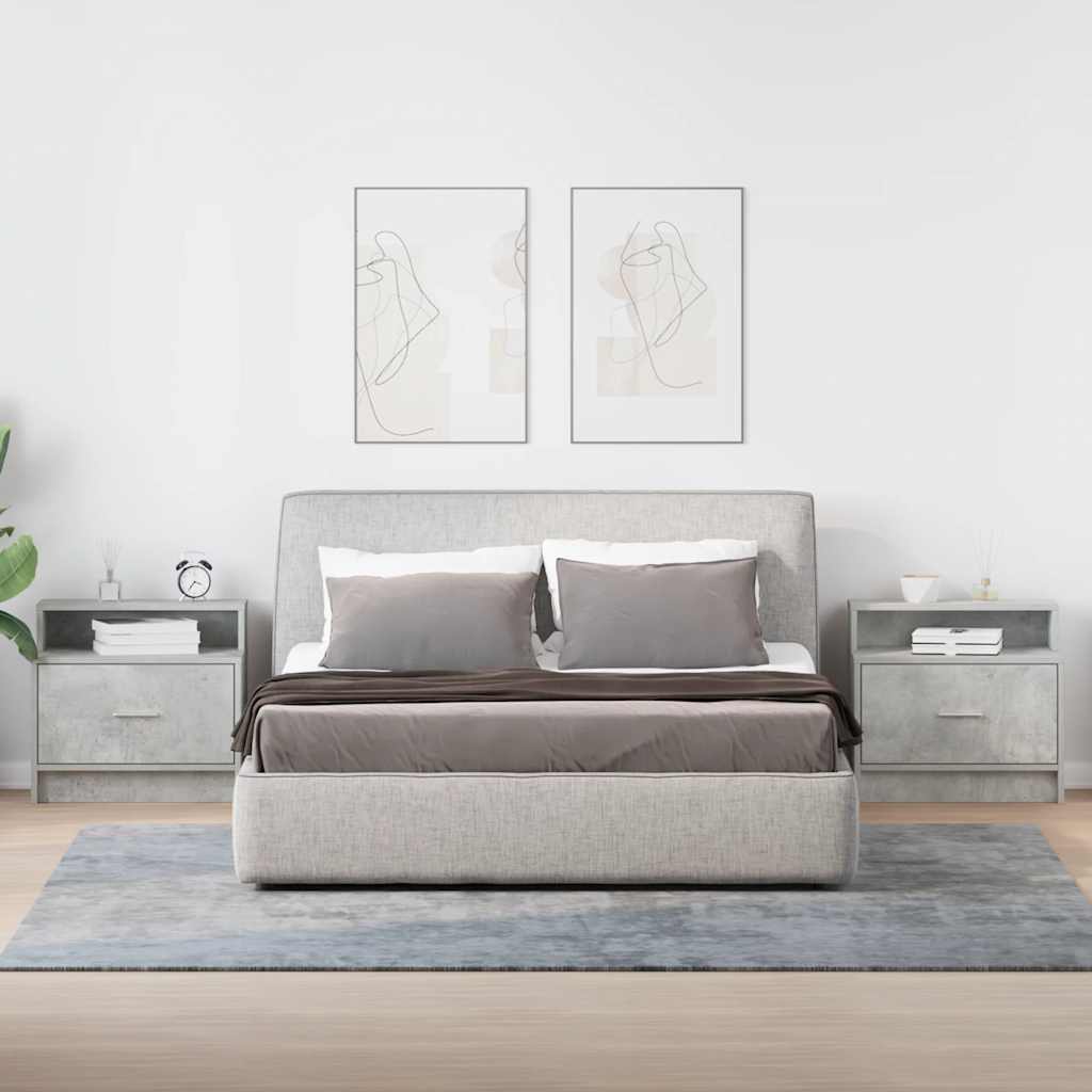 Comodini con Cassetto 2 pz-Set di 2 Tavolino da notte Grigio Cemento 51x31x47 cm